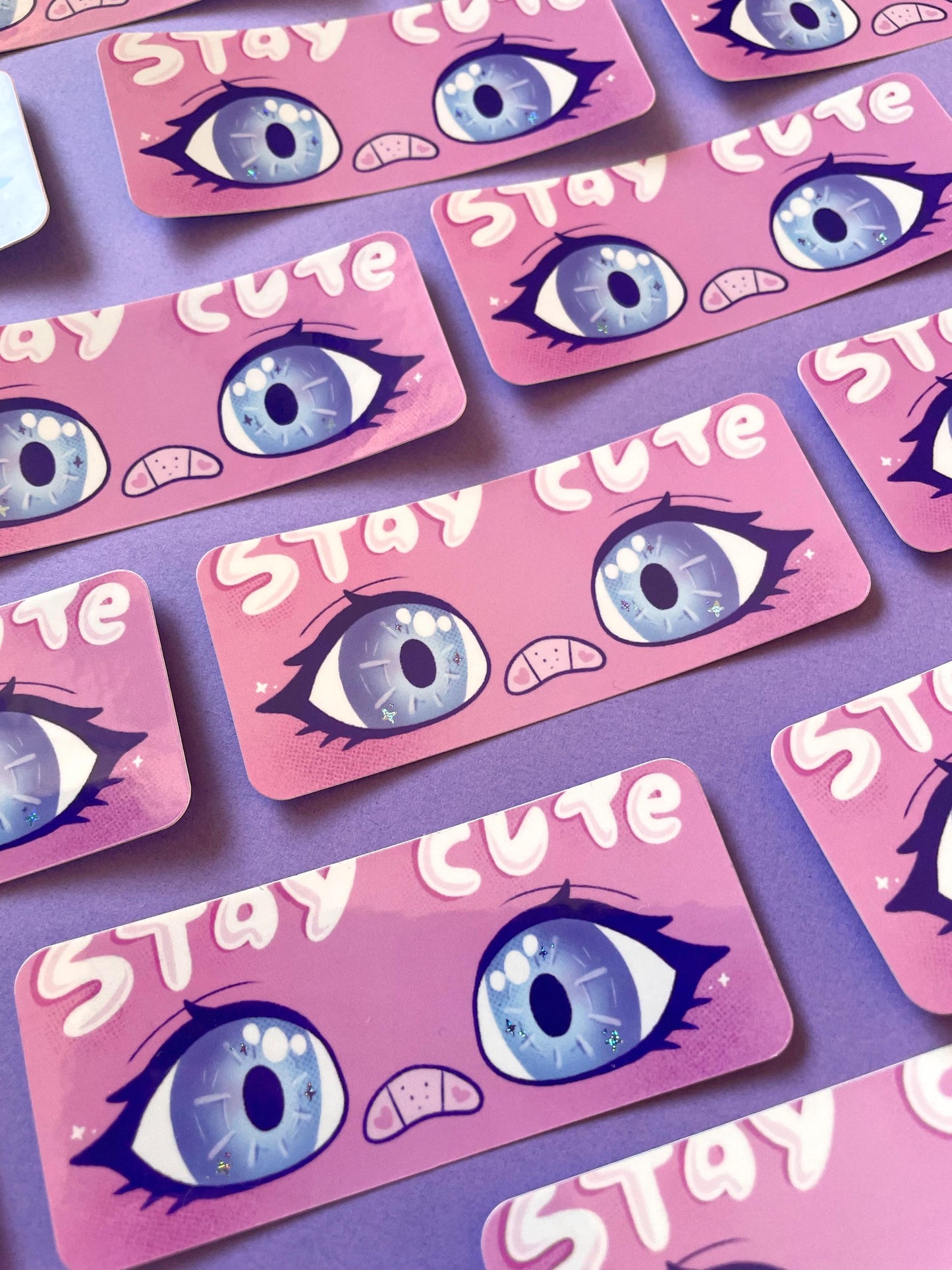 Stay Cute Anime Eyes - Glitter Sticker