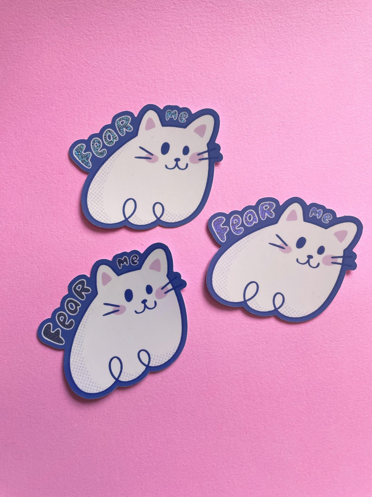 Fear Me Ghost Kitty - Glitter Sticker