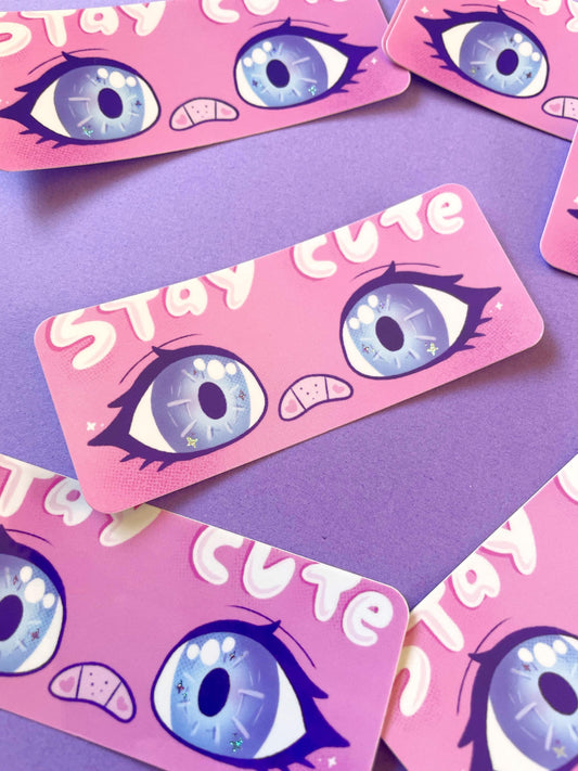 Stay Cute Anime Eyes - Glitter Sticker