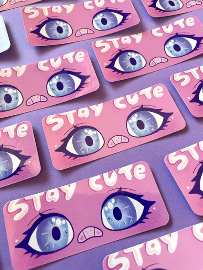 Stay Cute Anime Eyes - Glitter Sticker