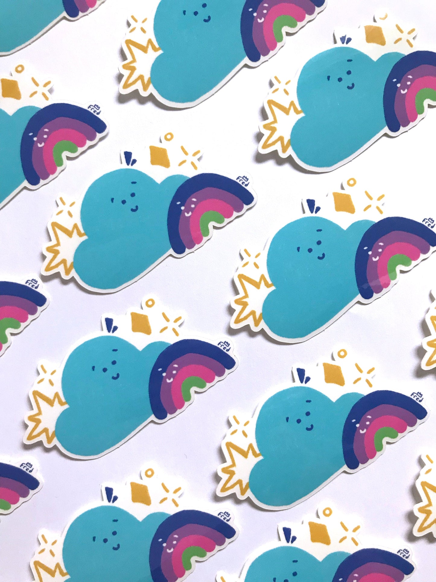 Mister Cloud and Flirty Rainbow - Sticker