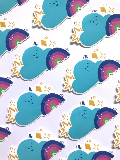 Mister Cloud and Flirty Rainbow - Sticker