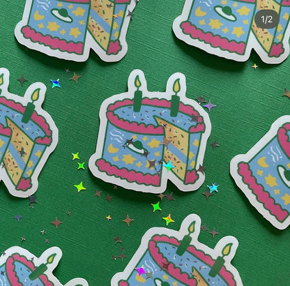 Space Birthday Cake - Sticker