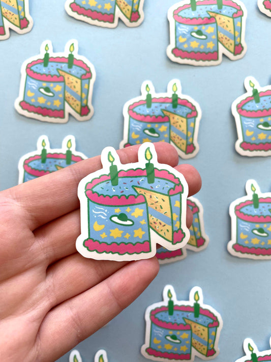 Space Birthday Cake - Sticker