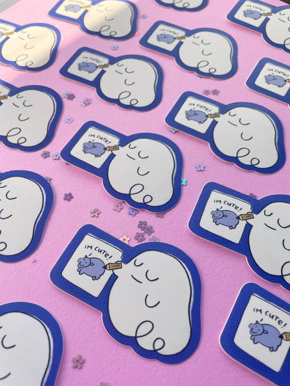 Ghost Sketching Cute Hippo - Matte Sticker