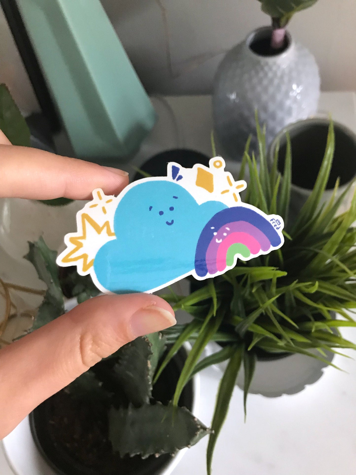 Mister Cloud and Flirty Rainbow - Sticker