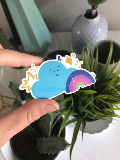 Mister Cloud and Flirty Rainbow - Sticker