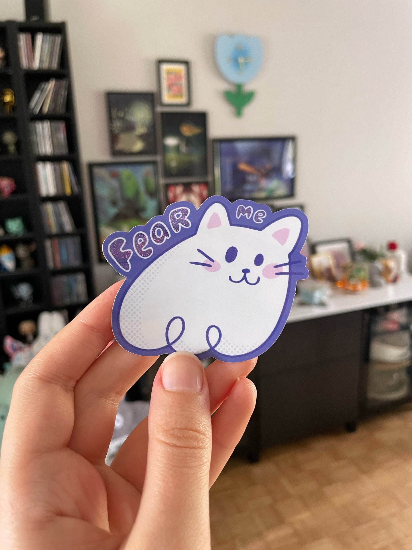 Fear Me Ghost Kitty - Glitter Sticker