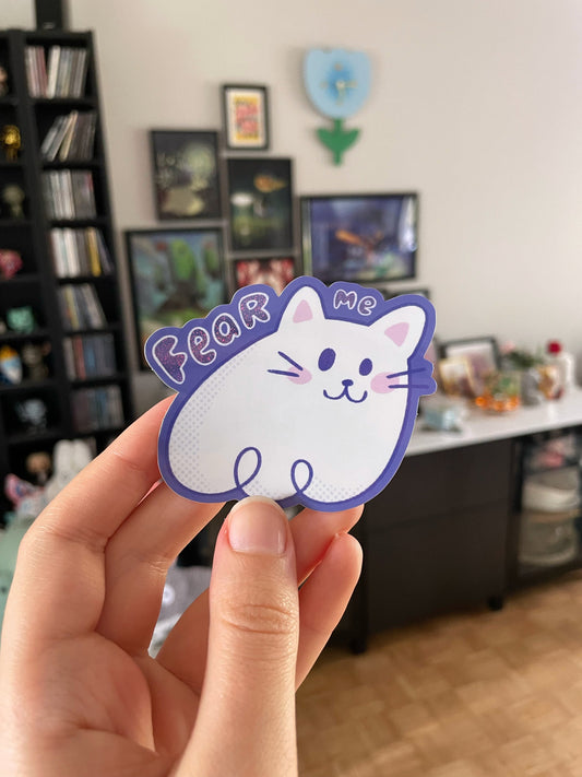Fear Me Ghost Kitty - Glitter Sticker